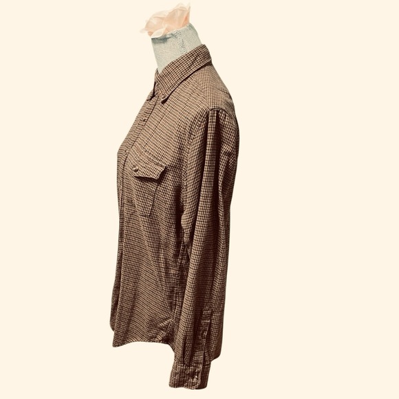 J.Crew Slim Fit Houndstooth Button-Up Shirt Cashmere Blend Brown Men’s Size S - Picture 2 of 11